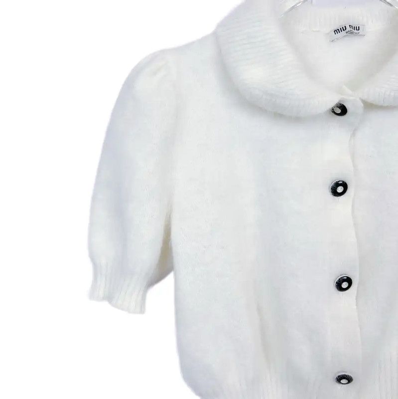 Miu Miu Miu Miu White Short Sleeve Pullover Blouse 0089 Size S / US 4 / IT 40 - 4 Thumbnail