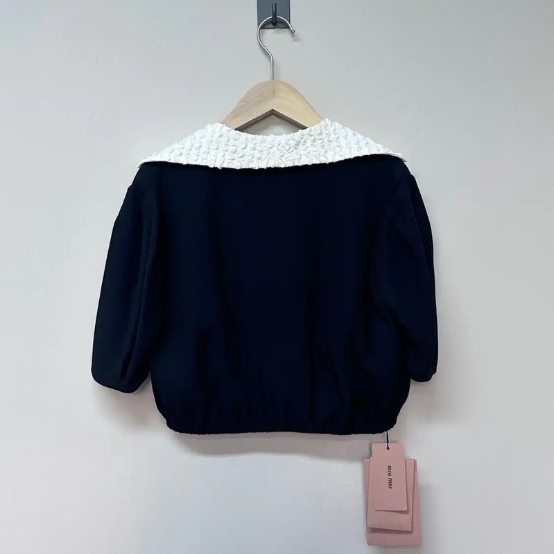 Miu Miu Miu Miu Black Chiffon Cropped T-Shirt 0089 Size XS / US 0-2 / IT 36-38 - 2 Thumbnail