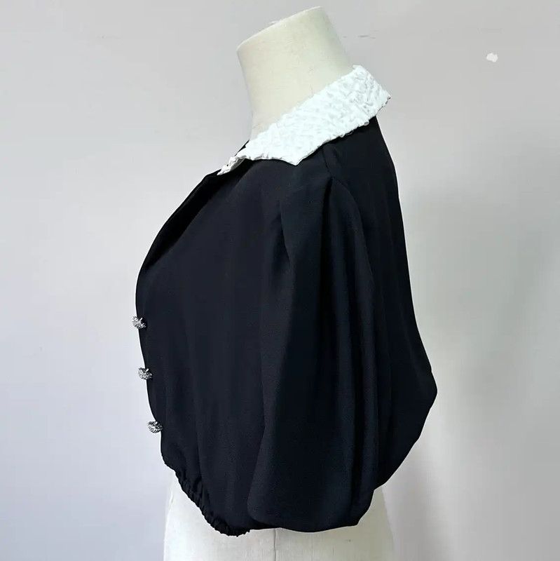 Miu Miu Miu Miu Black Chiffon Cropped T-Shirt 0089 Size XS / US 0-2 / IT 36-38 - 3 Thumbnail