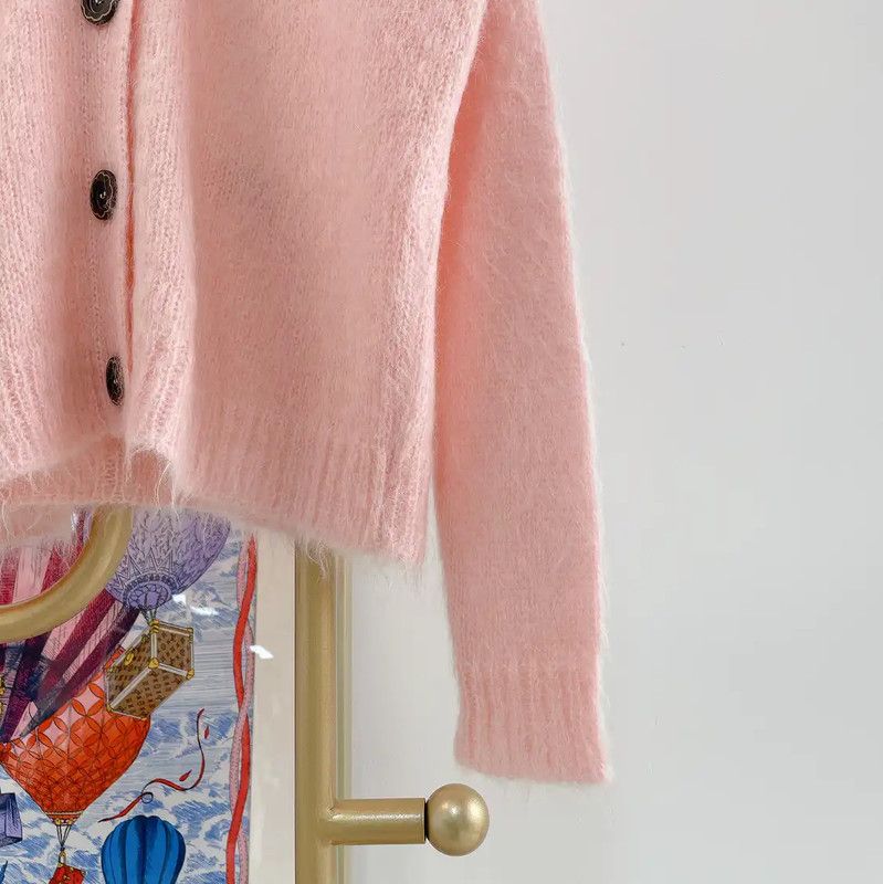 Miu Miu Miu Miu Pink Wool Long Cardigan with Collar 0089 Size M / US 6-8 / IT 42-44 - 5 Thumbnail