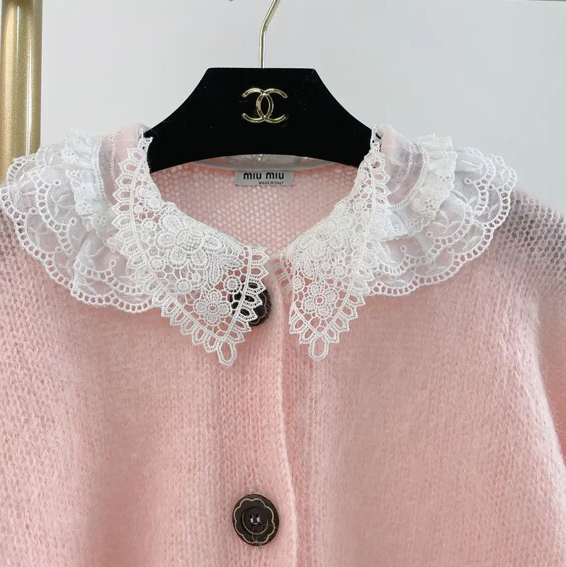 Miu Miu Miu Miu Pink Wool Long Cardigan with Collar 0089 Size M / US 6-8 / IT 42-44 - 6 Thumbnail