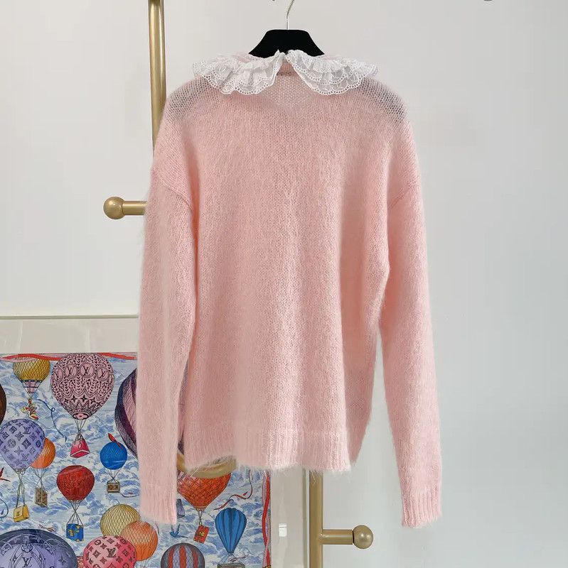 Miu Miu Miu Miu Pink Wool Long Cardigan with Collar 0089 Size M / US 6-8 / IT 42-44 - 2 Thumbnail