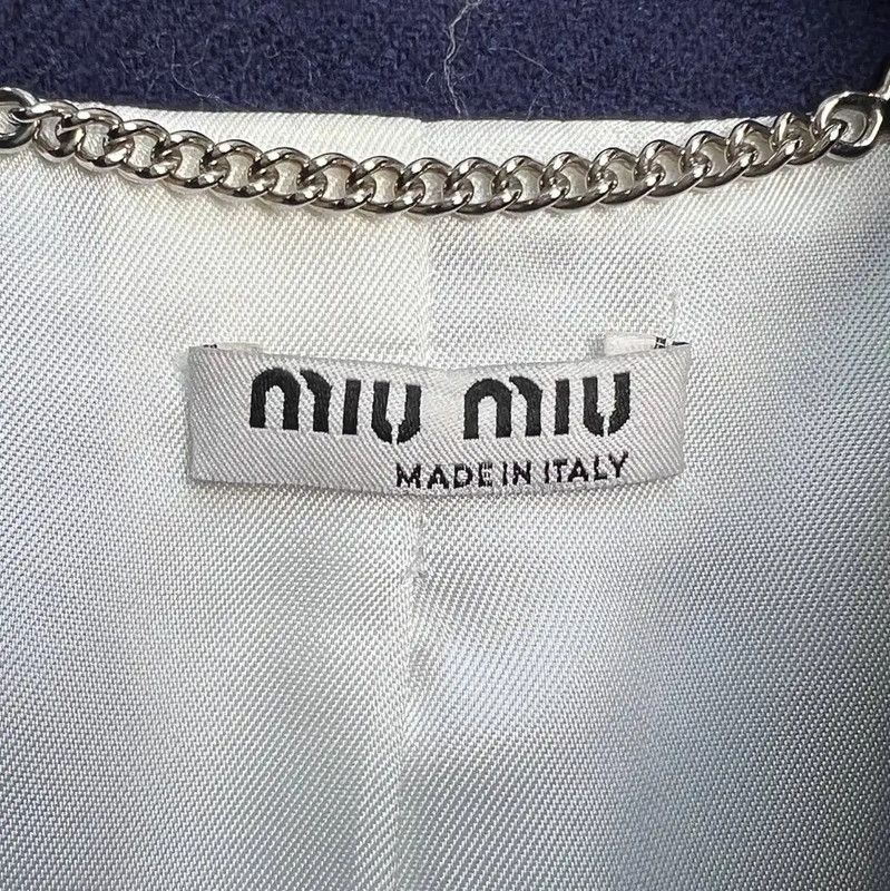 Miu Miu Miu Miu Women's Dark Blue Cotton Coat 0089 Size M / US 6-8 / IT 42-44 - 5 Thumbnail
