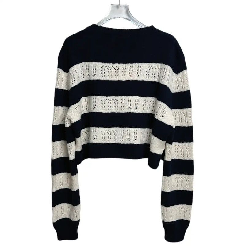 Miu Miu Miu Miu Striped Cashmere Blend Sweater 0089 Size L / US 10 / IT 46 - 2 Thumbnail