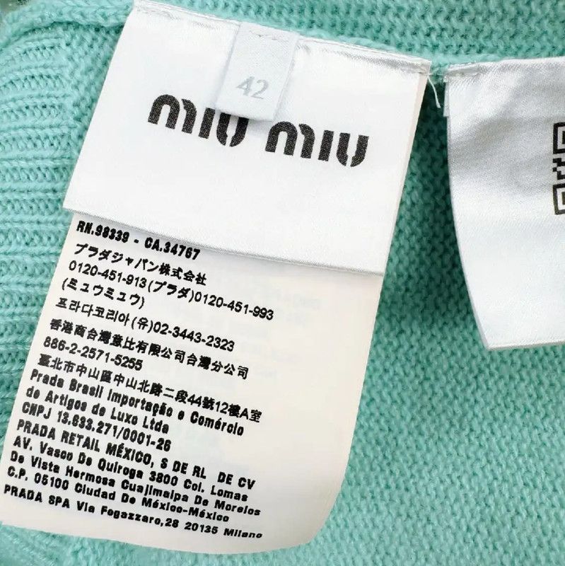 Miu Miu Miu Miu Lightweight Turquoise Cashmere Sweater 0089 Size S / US 4 / IT 40 - 5 Thumbnail