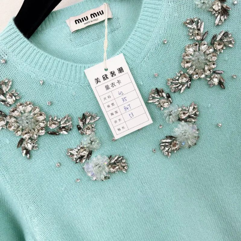 Miu Miu Miu Miu Lightweight Turquoise Cashmere Sweater 0089 Size S / US 4 / IT 40 - 4 Thumbnail