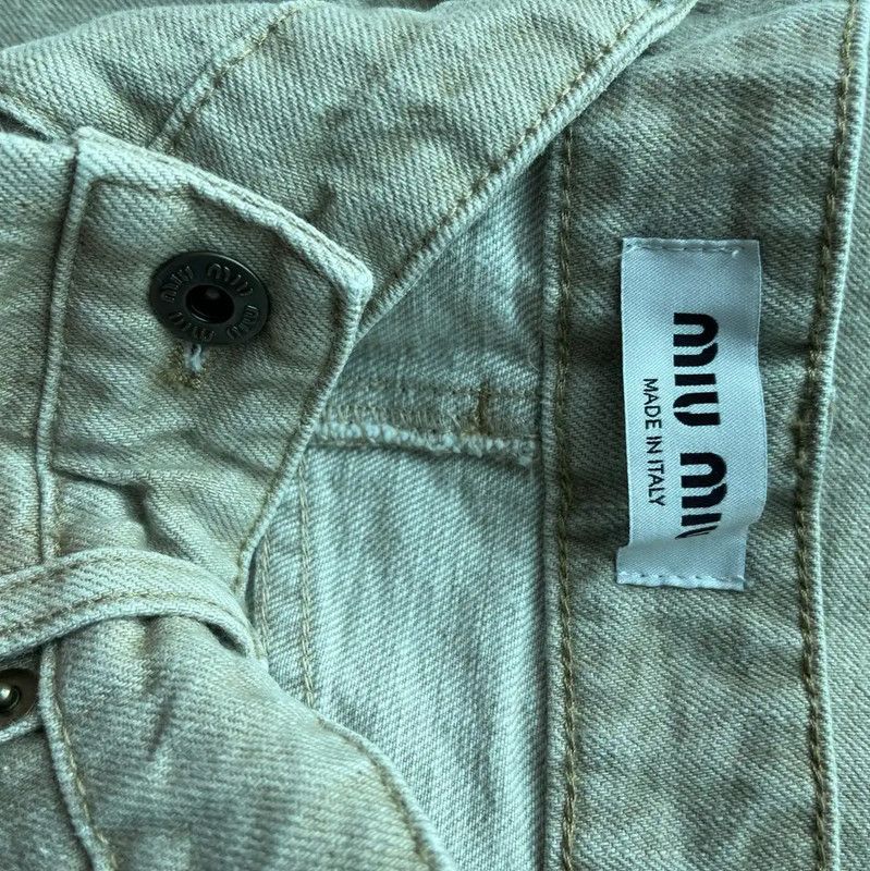 Miu Miu Miu Miu Green Cotton Midi Skirt 0089 Size 23" - 3 Thumbnail