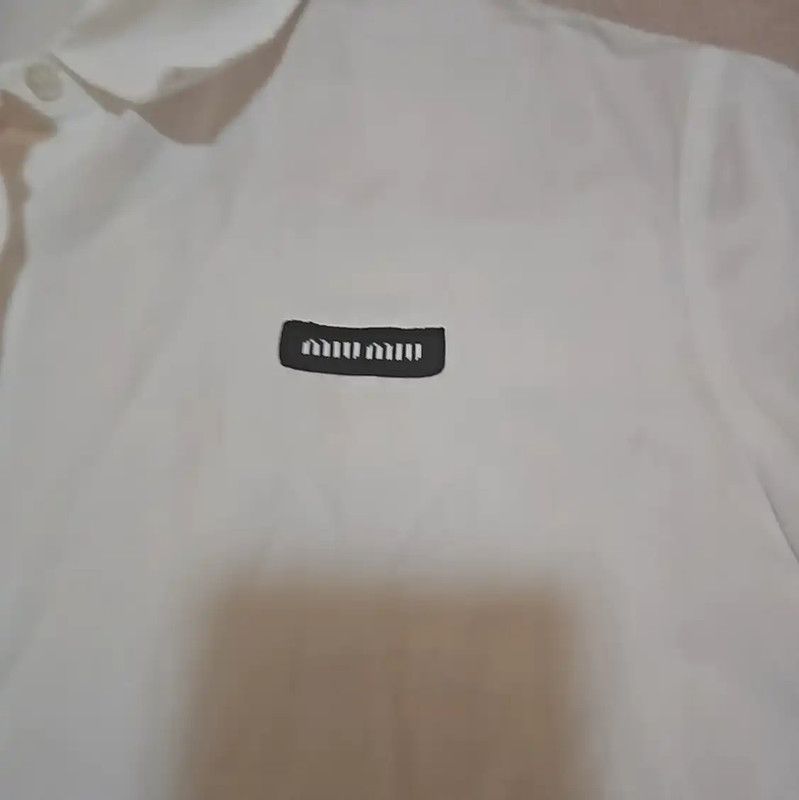 Miu Miu Miu Miu White Cotton Short Sleeve Shirt 0089 Size M / US 6-8 / IT 42-44 - 3 Thumbnail