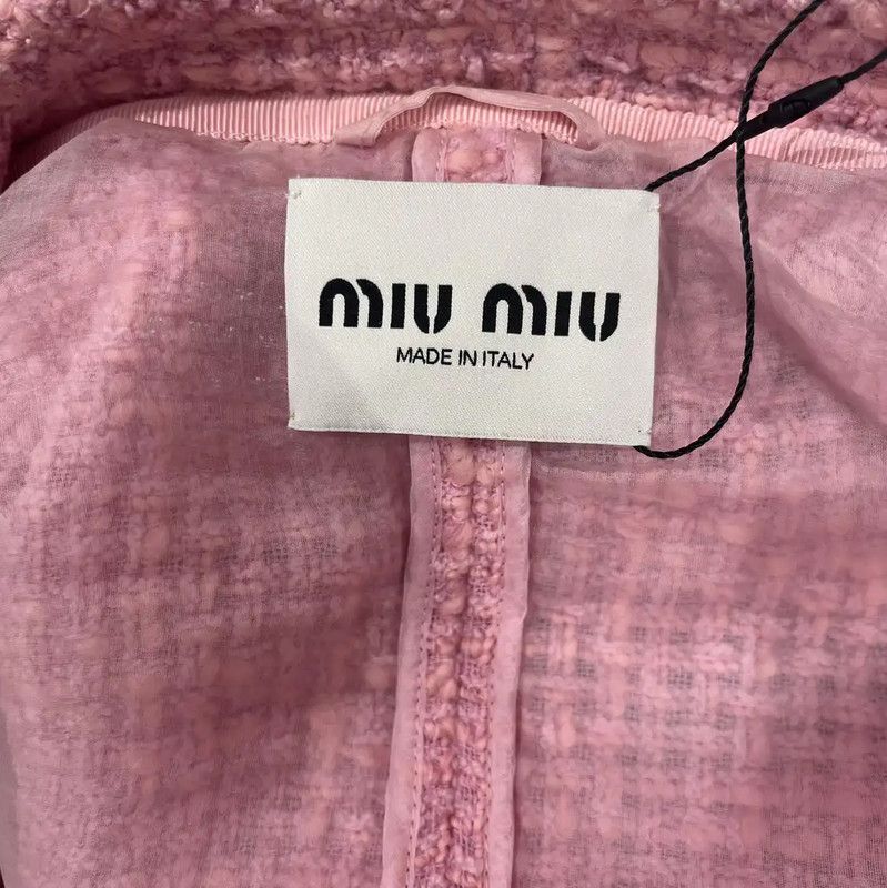Miu Miu Miu Miu Pink Wool Striped Cropped Coat 0089 Size M / US 6-8 / IT 42-44 - 3 Thumbnail