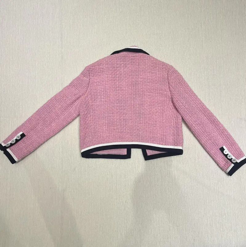 Miu Miu Miu Miu Pink Wool Striped Cropped Coat 0089 Size M / US 6-8 / IT 42-44 - 2 Thumbnail