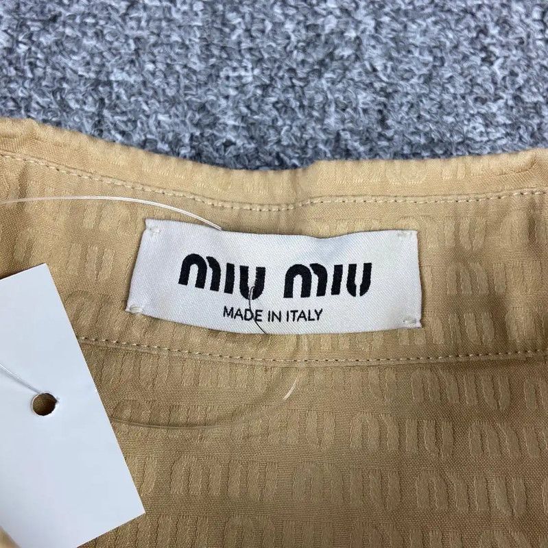 Miu Miu Miu Miu Khaki Cotton Women's Shirt 0089 Size M / US 6-8 / IT 42-44 - 4 Thumbnail
