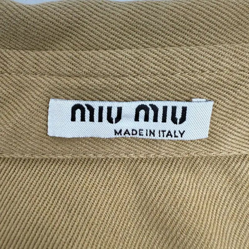 Miu Miu Miu Miu Khaki Cotton Women's Shirt 0089 Size L / US 10 / IT 46 - 3 Thumbnail