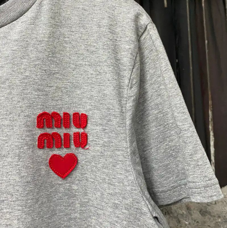 Miu Miu Miu Miu Gray Cotton Short Sleeve T-Shirt 0089 Size M / US 6-8 / IT 42-44 - 5 Thumbnail