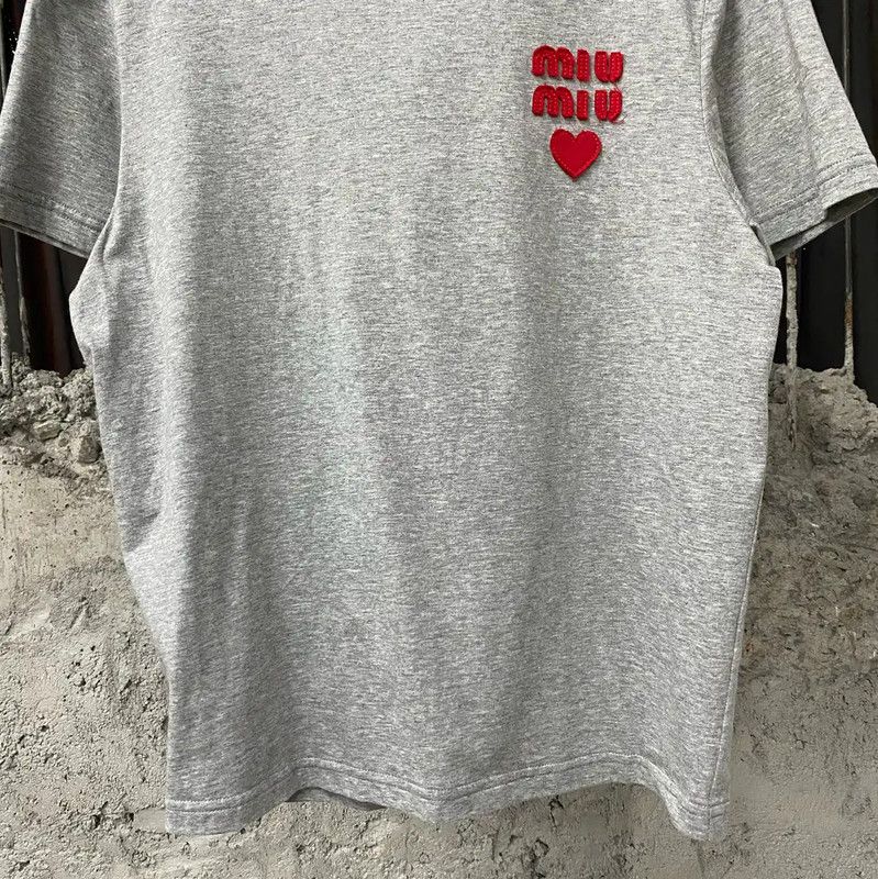Miu Miu Miu Miu Gray Cotton Short Sleeve T-Shirt 0089 Size M / US 6-8 / IT 42-44 - 4 Thumbnail