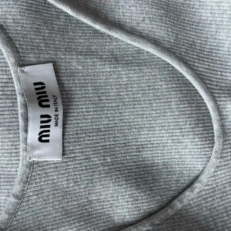 Miu Miu Miu Miu Gray Cotton Women's T-Shirt 0089 Size XS / US 0-2 / IT 36-38 - 3 Thumbnail