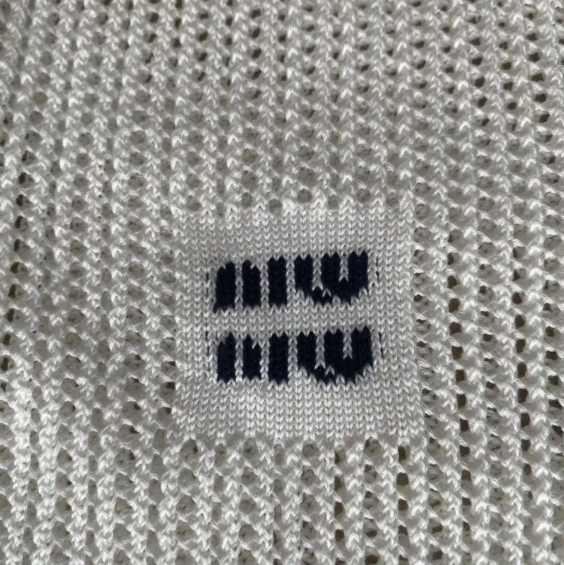 Miu Miu Miu Miu White Cropped Cotton Pullover 0089 Size L / US 10 / IT 46 - 5 Thumbnail