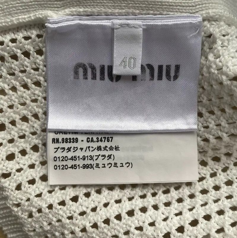 Miu Miu Miu Miu White Cropped Cotton Pullover 0089 Size L / US 10 / IT 46 - 6 Thumbnail