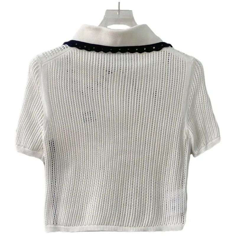 Miu Miu Miu Miu White Cropped Cotton Pullover 0089 Size L / US 10 / IT 46 - 2 Thumbnail