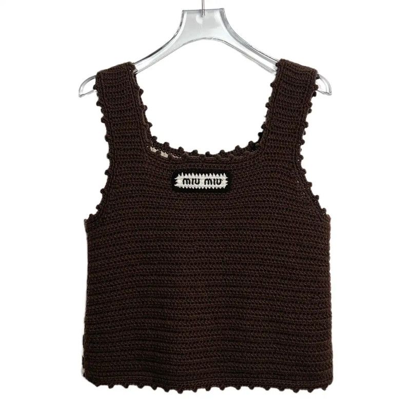 Miu Miu Miu Miu Brown Cotton Knitted Pullover 0089 Size M / US 6-8 / IT 42-44 - 2 Thumbnail