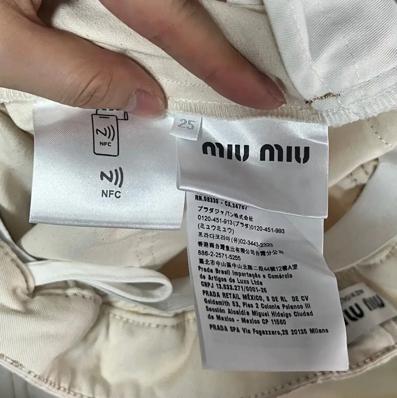 Miu Miu Miu Miu Women's Cotton Denim Pants in Ivory 0089 Size 23" - 4 Thumbnail