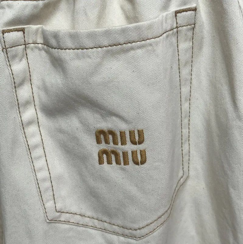 Miu Miu Miu Miu Women's Cotton Denim Pants in Ivory 0089 Size 23" - 3 Thumbnail
