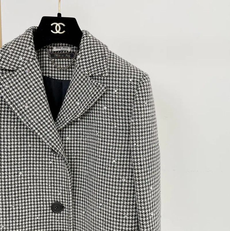 Miu Miu Miu Miu Gray Wool Mid-Length Coat for Women 0089 Size L / US 10 / IT 46 - 3 Thumbnail