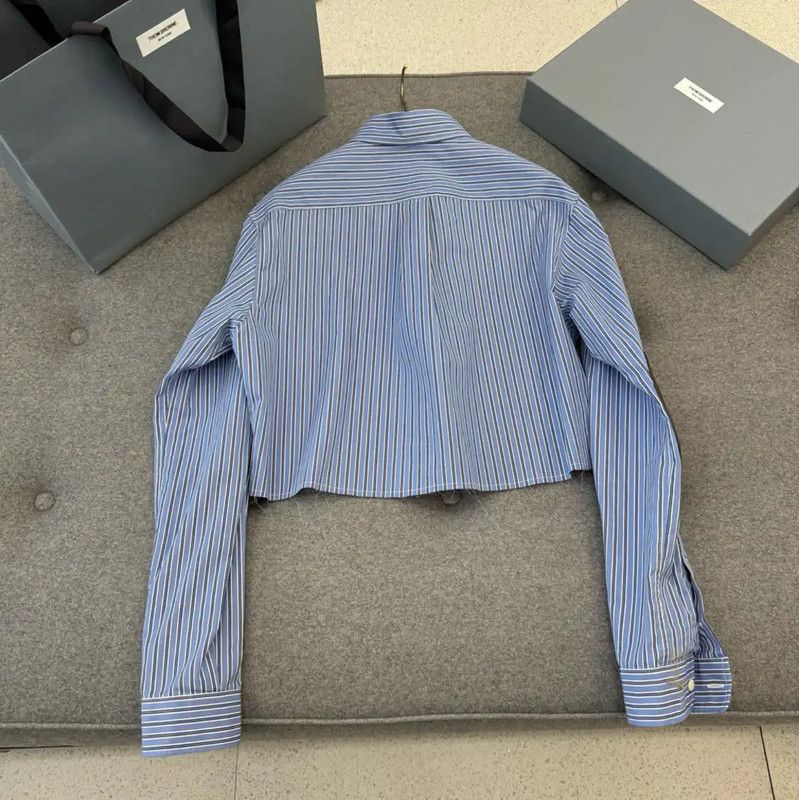 Miu Miu Miu Miu Blue Cropped Long Sleeve Shirt 0089 Size M / US 6-8 / IT 42-44 - 4 Thumbnail