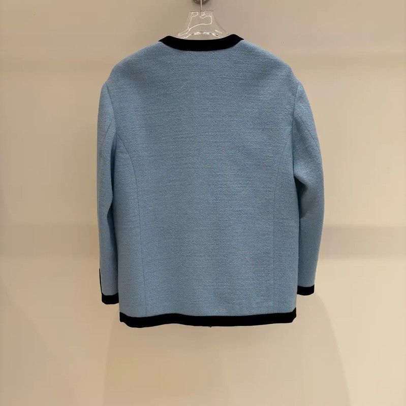Miu Miu Miu Miu Women's Blue Wool Long Sleeve Cardigan 0089 Size S / US 4 / IT 40 - 2 Thumbnail