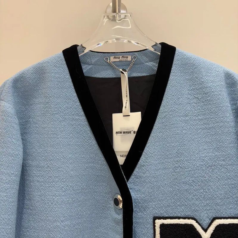 Miu Miu Miu Miu Women's Blue Wool Long Sleeve Cardigan 0089 Size S / US 4 / IT 40 - 3 Thumbnail