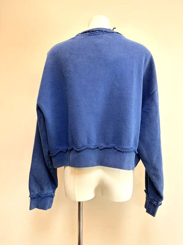 Miu Miu Miu Miu Blue Cotton Long Sleeve Cropped Sweatshirt 0089 Size XS / US 0-2 / IT 36-38 - 2 Thumbnail