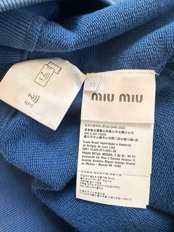 Miu Miu Miu Miu Blue Cotton Long Sleeve Cropped Sweatshirt 0089 Size XS / US 0-2 / IT 36-38 - 5 Thumbnail