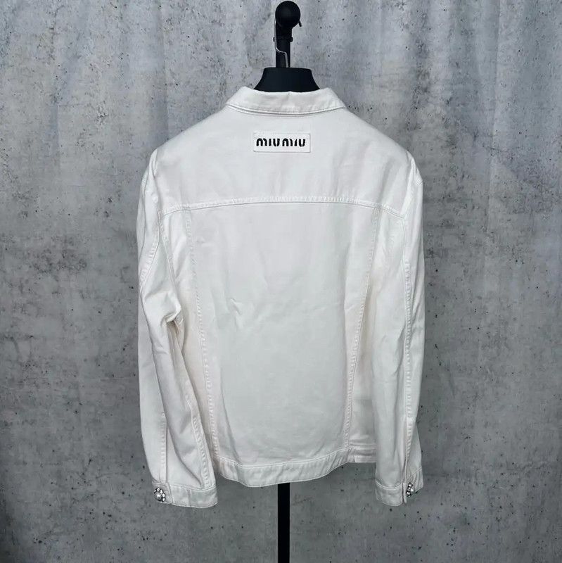 Miu Miu Miu Miu White Denim Jacket for Women's Spring 0089 Size M / US 6-8 / IT 42-44 - 2 Thumbnail