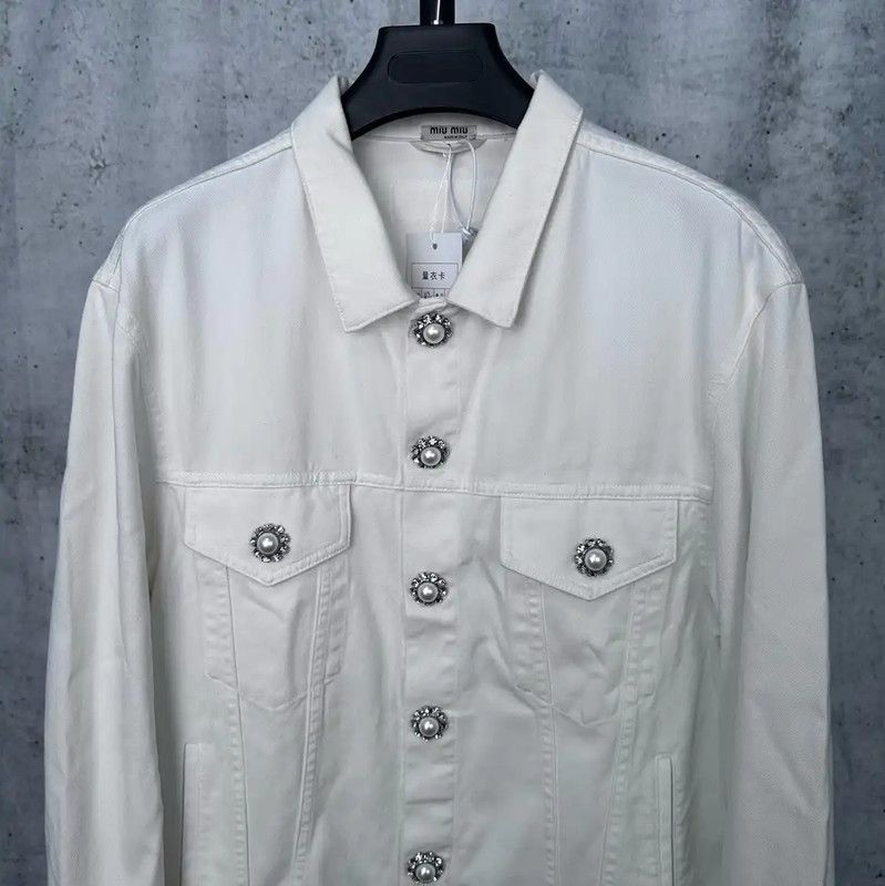 Miu Miu Miu Miu White Denim Jacket for Women's Spring 0089 Size M / US 6-8 / IT 42-44 - 3 Thumbnail