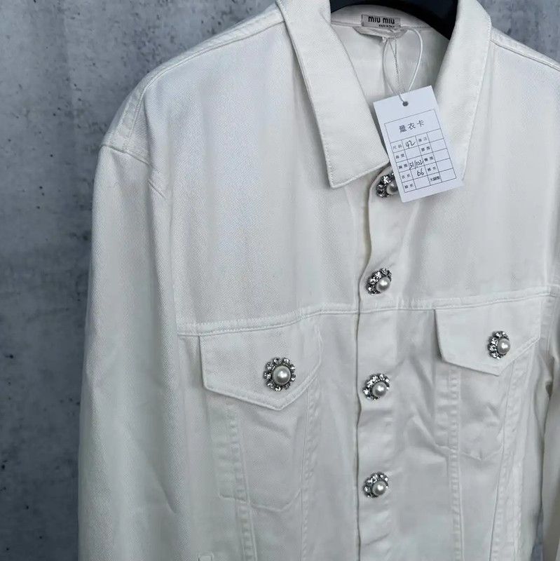 Miu Miu Miu Miu White Denim Jacket for Women's Spring 0089 Size M / US 6-8 / IT 42-44 - 6 Thumbnail
