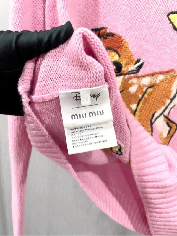 Miu Miu Miu Miu Women's Pink Wool Sweater with Bambi 0089 Size XS / US 0-2 / IT 36-38 - 8 Thumbnail