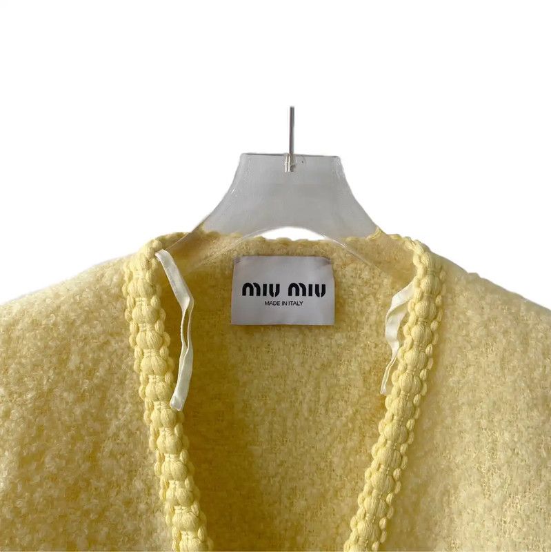Miu Miu Miu Miu Yellow Wool Cardigan with Logo 0089 Size XS / US 0-2 / IT 36-38 - 3 Thumbnail