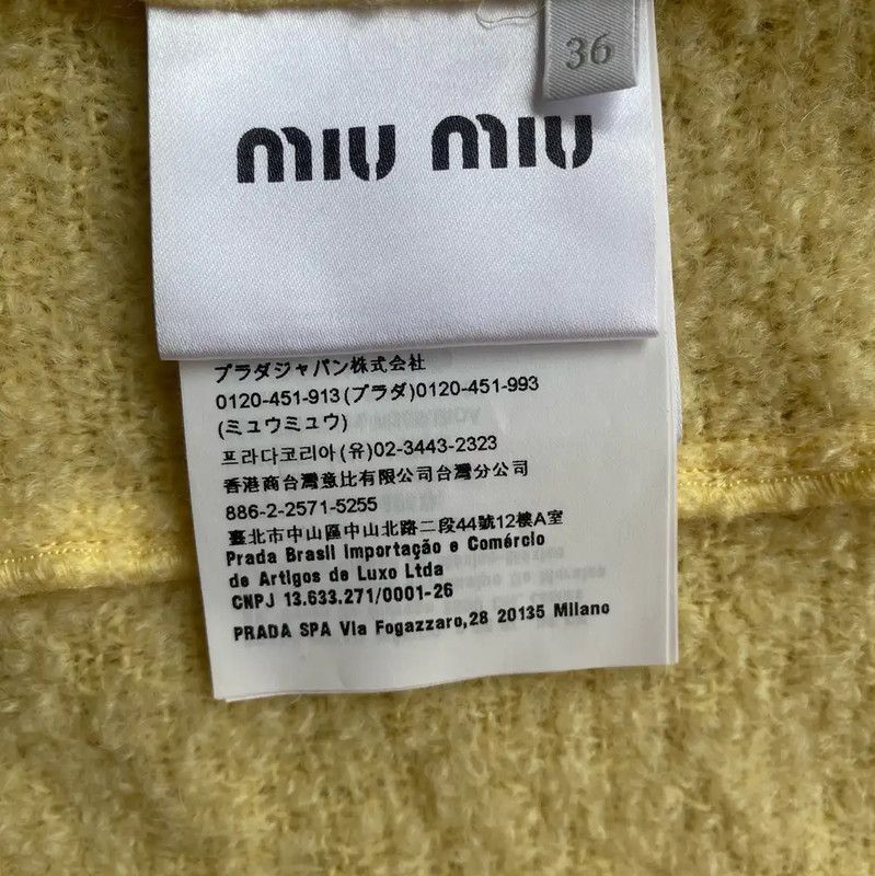 Miu Miu Miu Miu Yellow Wool Cardigan with Logo 0089 Size XS / US 0-2 / IT 36-38 - 7 Thumbnail