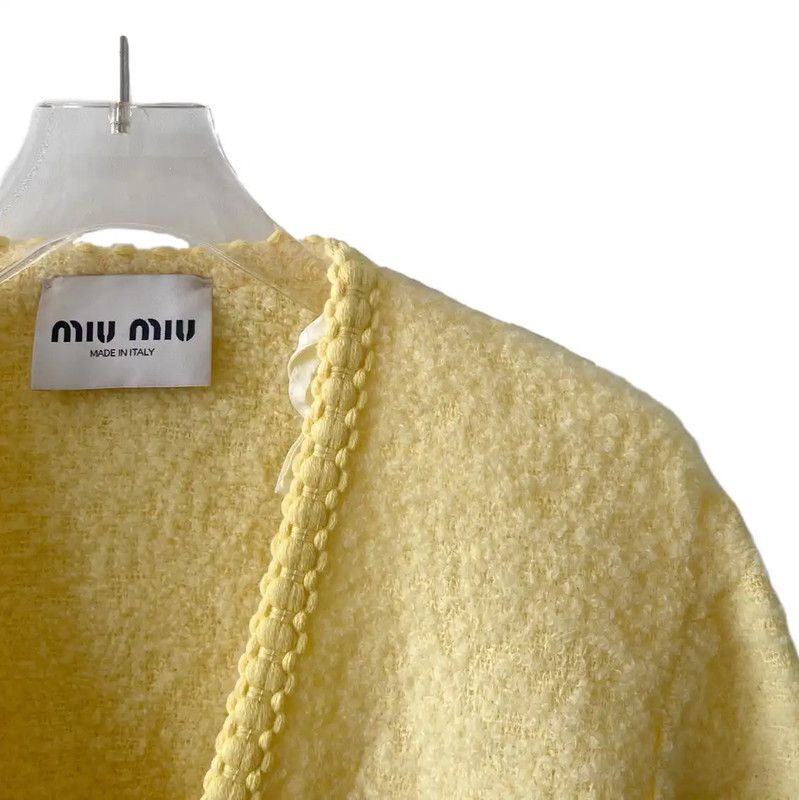 Miu Miu Miu Miu Yellow Wool Cardigan with Logo 0089 Size XS / US 0-2 / IT 36-38 - 4 Thumbnail