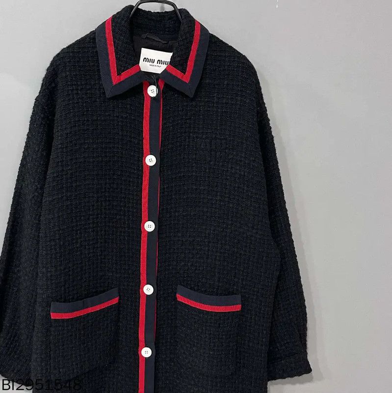 Miu Miu Miu Miu Women's Black Cardigan with Trim 0089 Size ONE SIZE - 2 Thumbnail