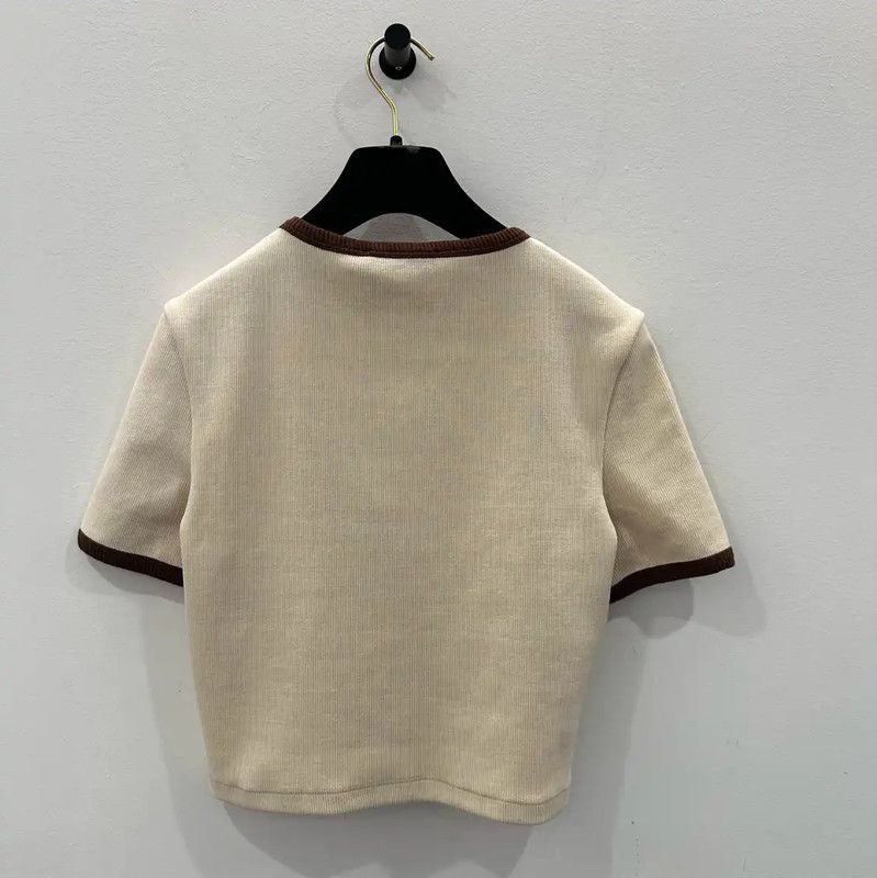 Miu Miu Miu Miu Cream Cotton Women's T-Shirt 0089 Size M / US 6-8 / IT 42-44 - 3 Thumbnail