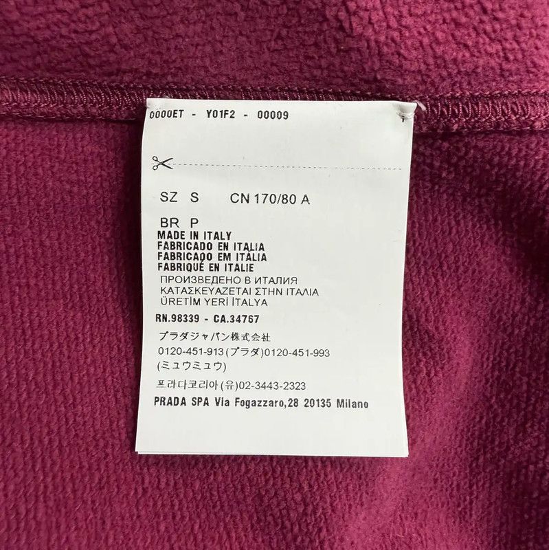 Miu Miu Miu Miu Burgundy Cotton Women's Sweatshirt 0089 Size S / US 4 / IT 40 - 5 Thumbnail