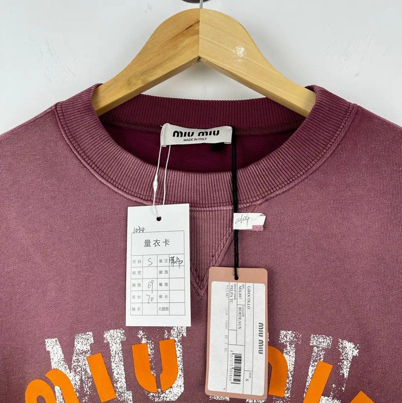 Miu Miu Miu Miu Burgundy Cotton Women's Sweatshirt 0089 Size S / US 4 / IT 40 - 3 Thumbnail