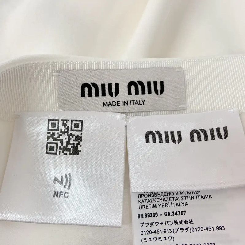 Miu Miu Miu Miu White Feather Hem Midi Skirt 0089 Size 23" - 5 Thumbnail
