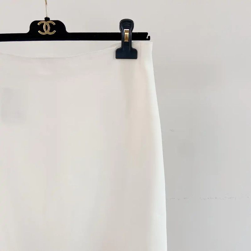 Miu Miu Miu Miu White Feather Hem Midi Skirt 0089 Size 23" - 3 Thumbnail