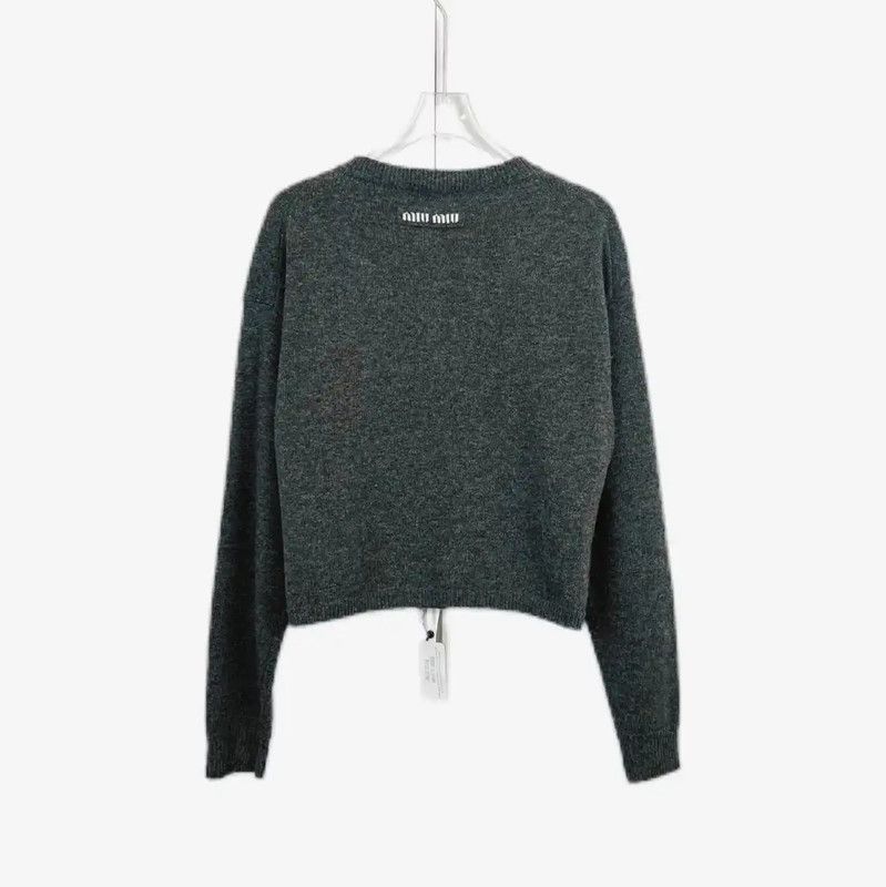 Miu Miu Miu Miu Gray Cotton Long Sleeve Sweater 0089 Size M / US 6-8 / IT 42-44 - 2 Thumbnail