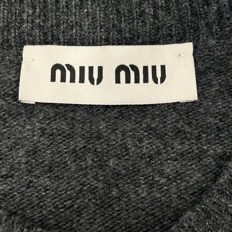 Miu Miu Miu Miu Gray Cotton Long Sleeve Sweater 0089 Size M / US 6-8 / IT 42-44 - 5 Thumbnail
