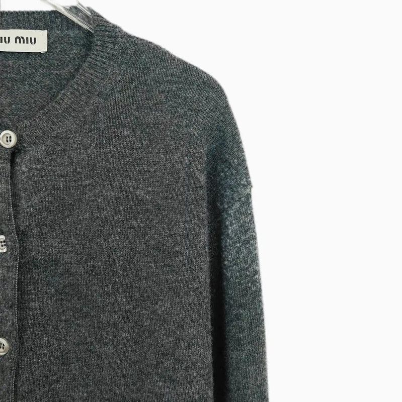 Miu Miu Miu Miu Gray Cotton Long Sleeve Sweater 0089 Size M / US 6-8 / IT 42-44 - 3 Thumbnail
