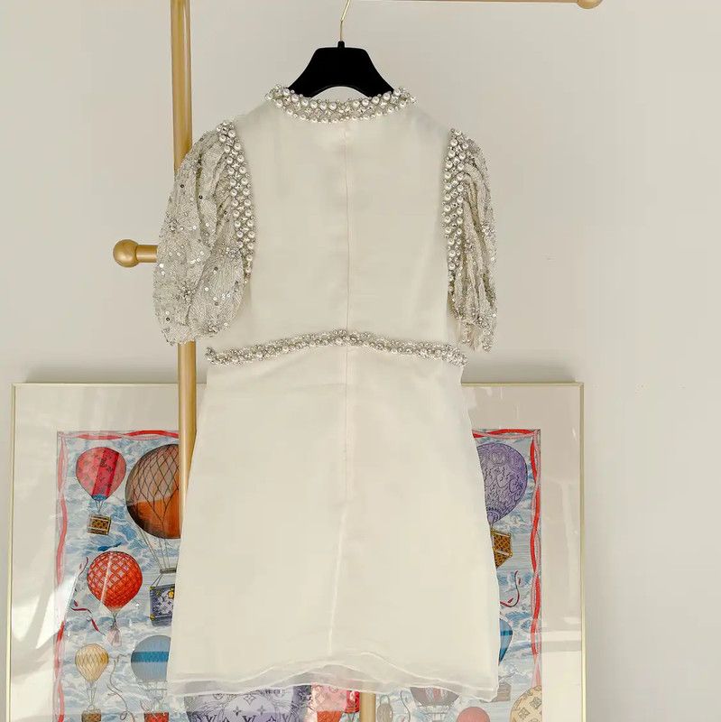 Miu Miu Miu Miu White Silk Long Sleeve Dress 0089 Size XL / US 12-14 / IT 48-50 - 2 Thumbnail
