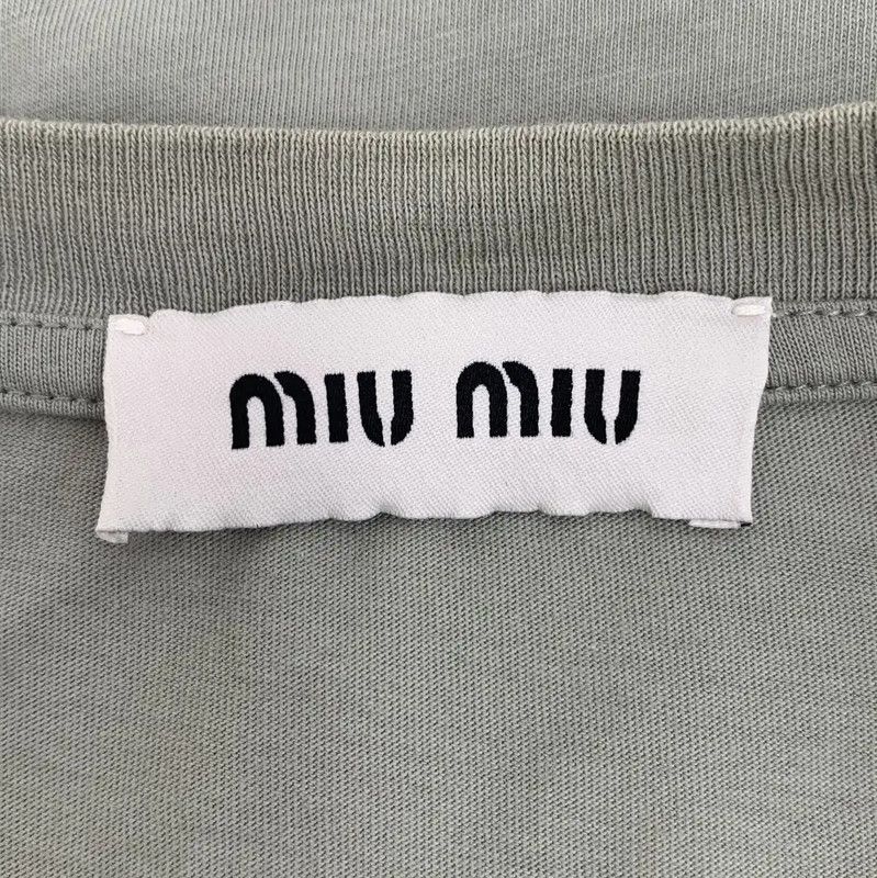 Miu Miu Miu Miu Color-Block Cotton Women's T-Shirt 0089 Size XS / US 0-2 / IT 36-38 - 5 Thumbnail