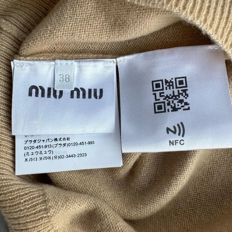 Miu Miu Miu Miu Beige Long Sleeve Pullover Sweater 0089 Size M / US 6-8 / IT 42-44 - 5 Thumbnail